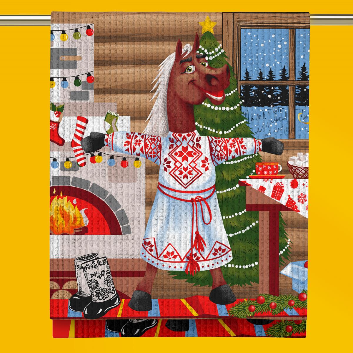 Полотенце вафельное Vse DOMA рис.29398-1 Хозяин зимнего терема - 0