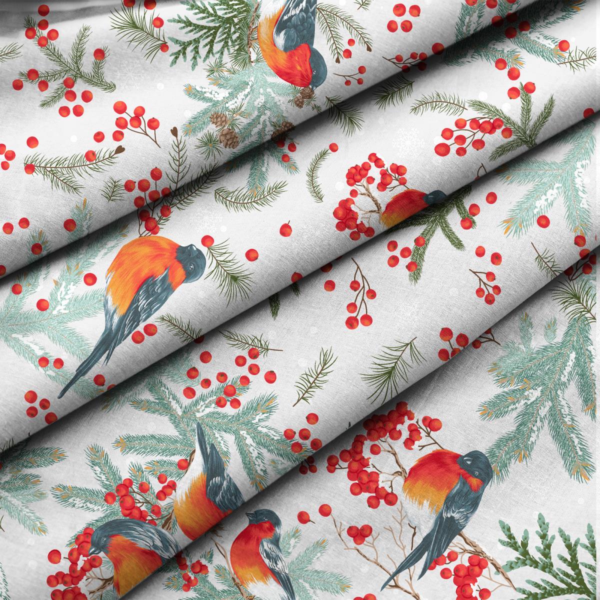 Скатерть рогожка Fine Line рис.62020-1 Снегири - 2