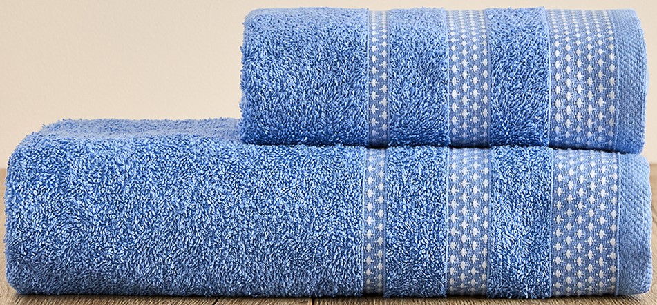 Комплект махровых полотенец FLOOX бордюр Алмаз , ярко-синий - 0