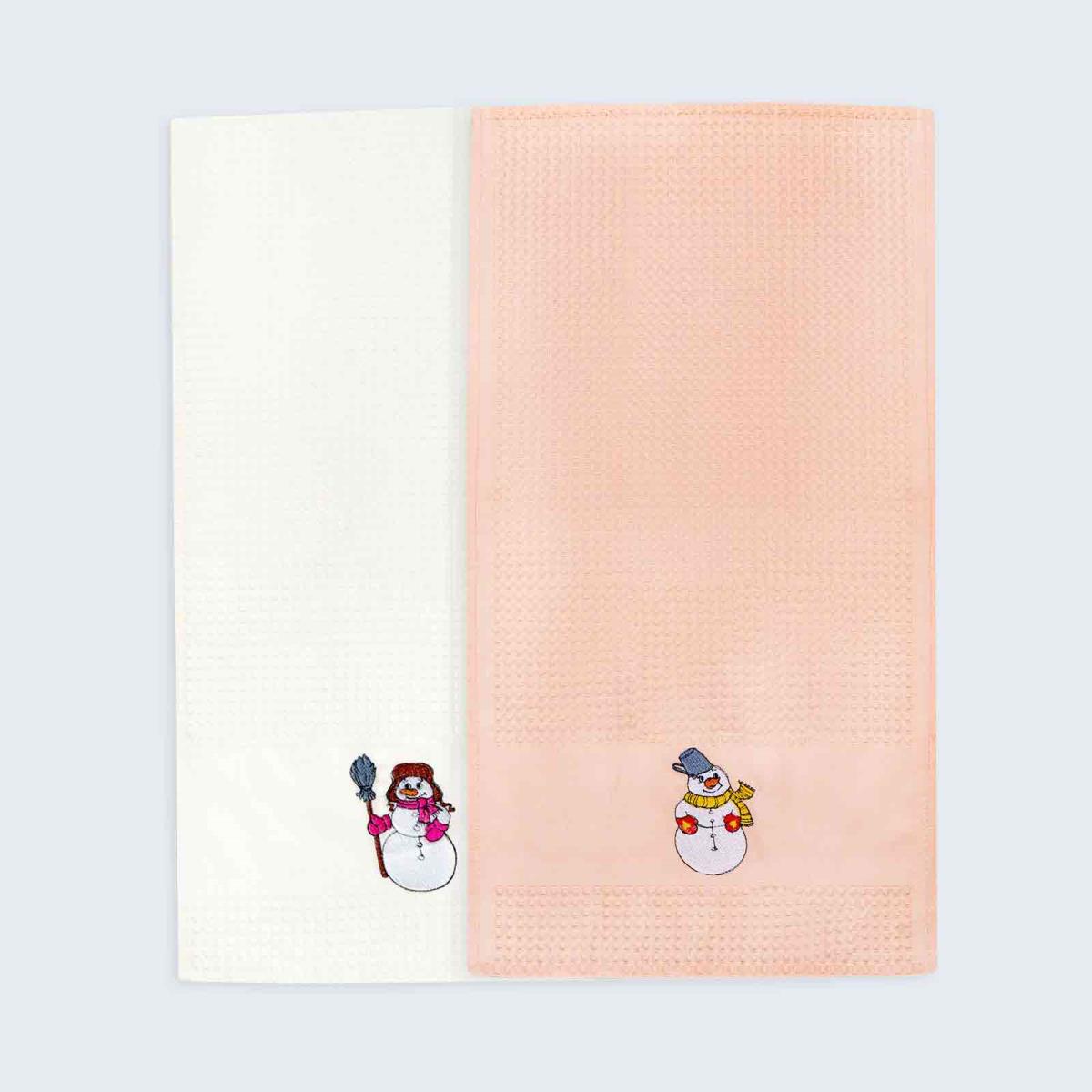 Набор вафельных полотенец Fine Line арт. ДМ-1 Новогодние снеговики - 0