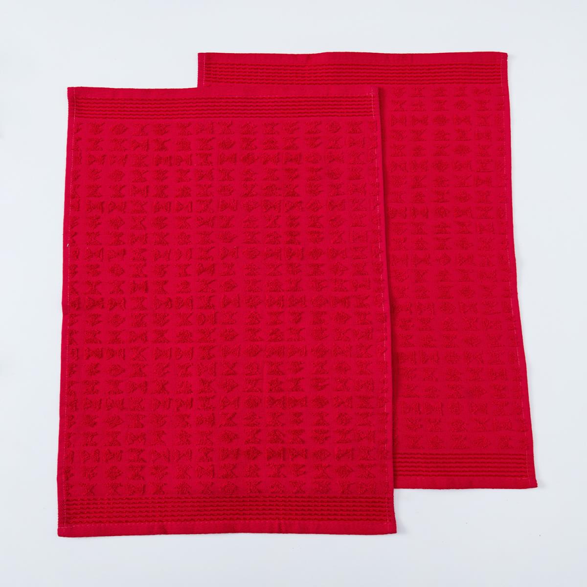 Комплект махровых полотенец Fine Line Звезды красный на хангере - 1