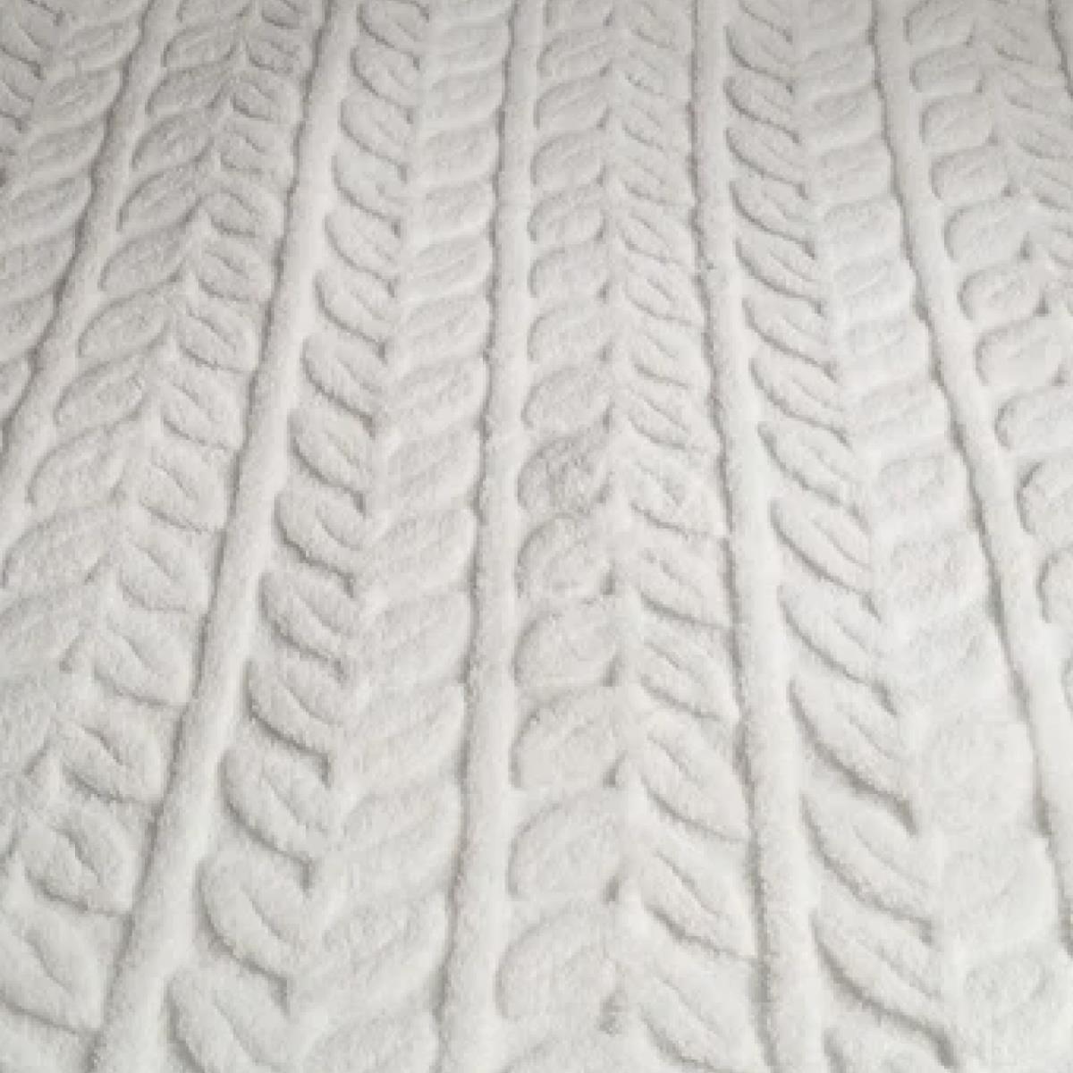 Плед велсофт Vse DOMA шерпа, листья, молочный - 0