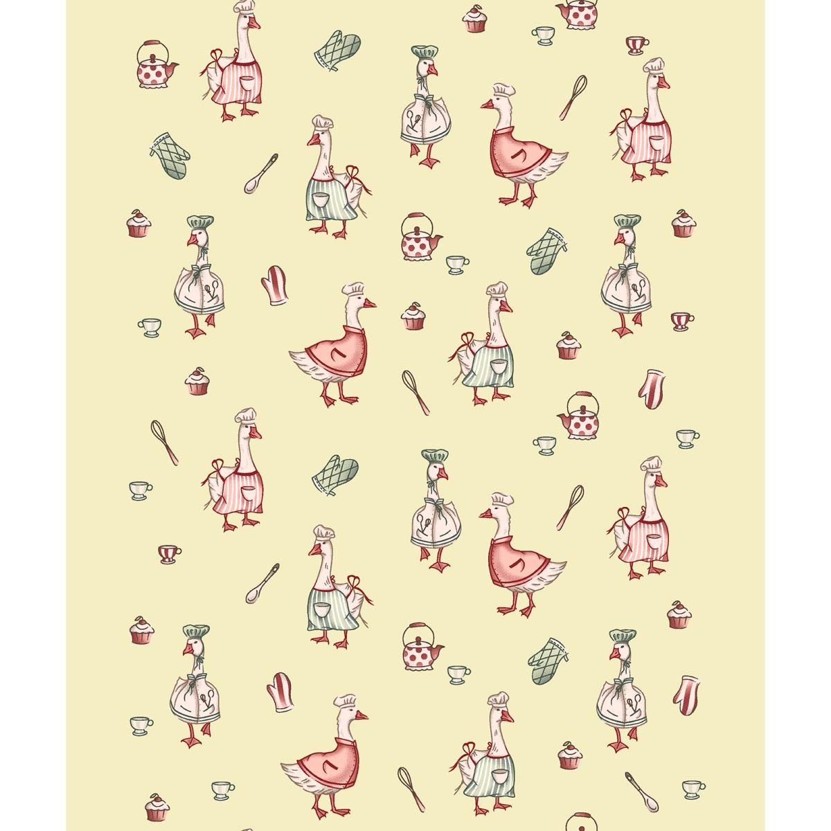 Полотно вафельное 50 см наб рис.29477-1 Гуси - 0