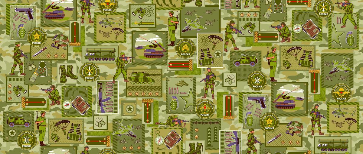 Полотно вафельное 150 см наб рис.35075-1 Армия - 0