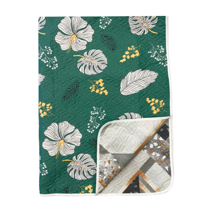 Покрывало двустороннее Комфорт Тропики на зеленом - 0