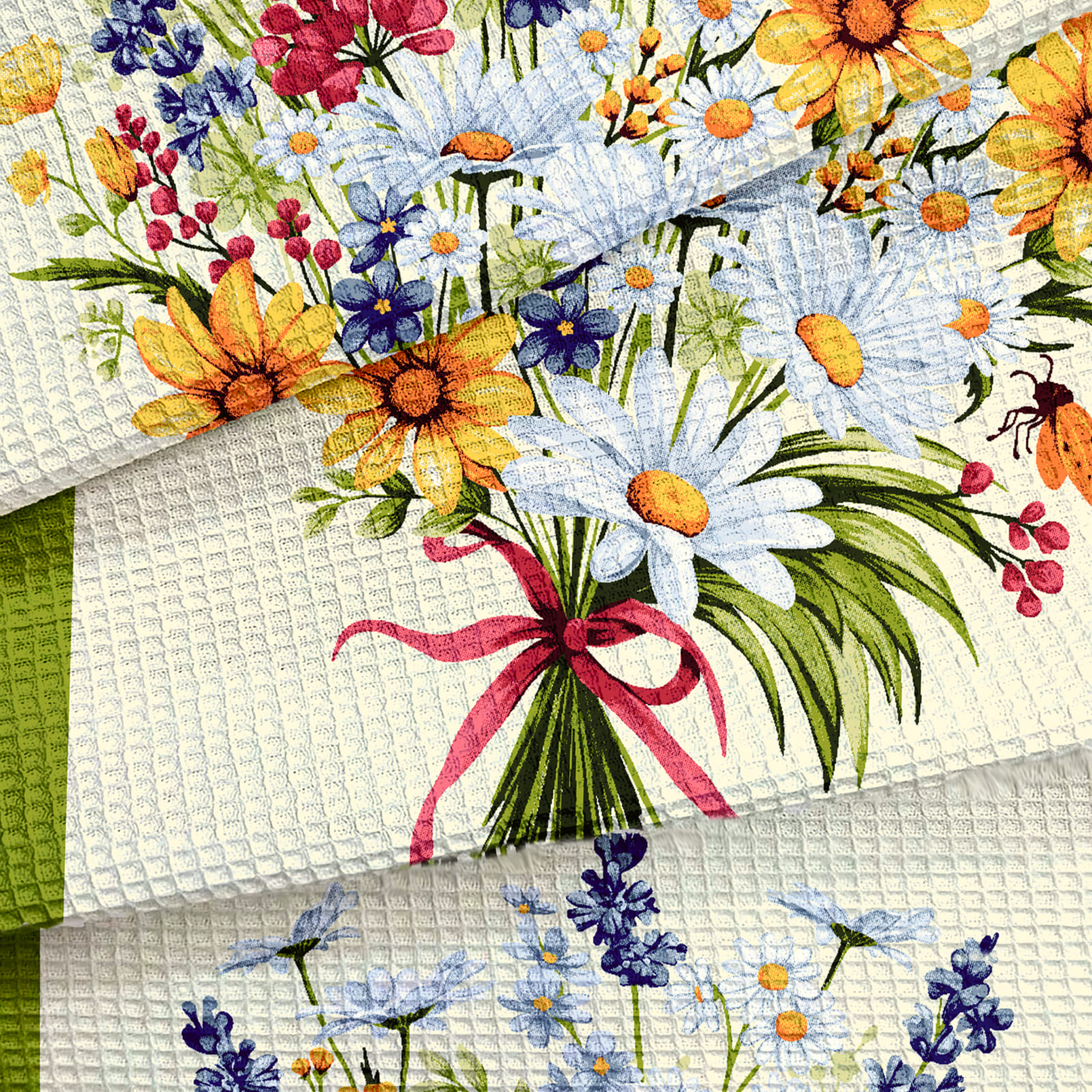 Полотно вафельное 50 см наб рис.29433-1 Весенний букет - 2