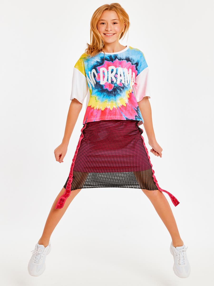 Юбка д/дев SS21GJ818 Galaxy spill розовый/черный - 1