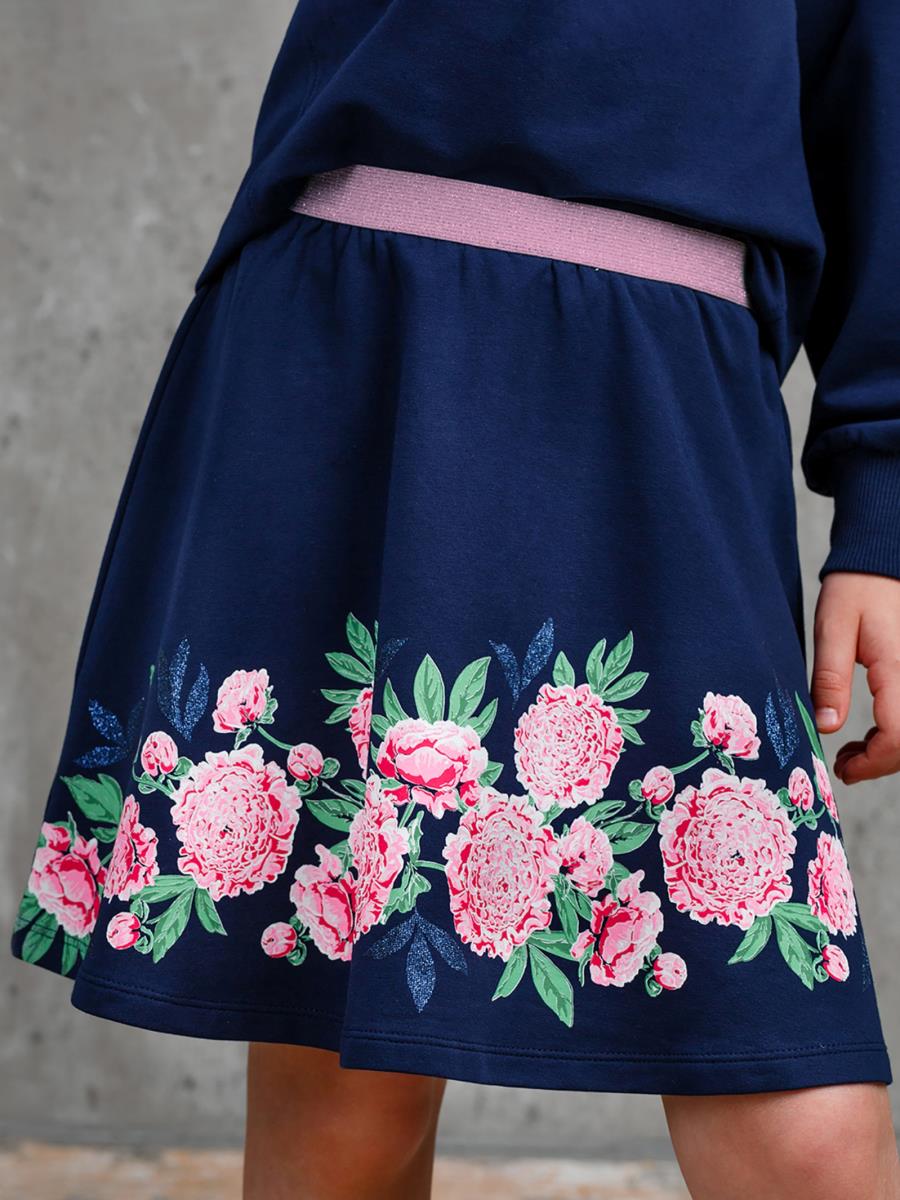 Юбка д/дев Juno AW19GJ547 Flower темно-синий - 0