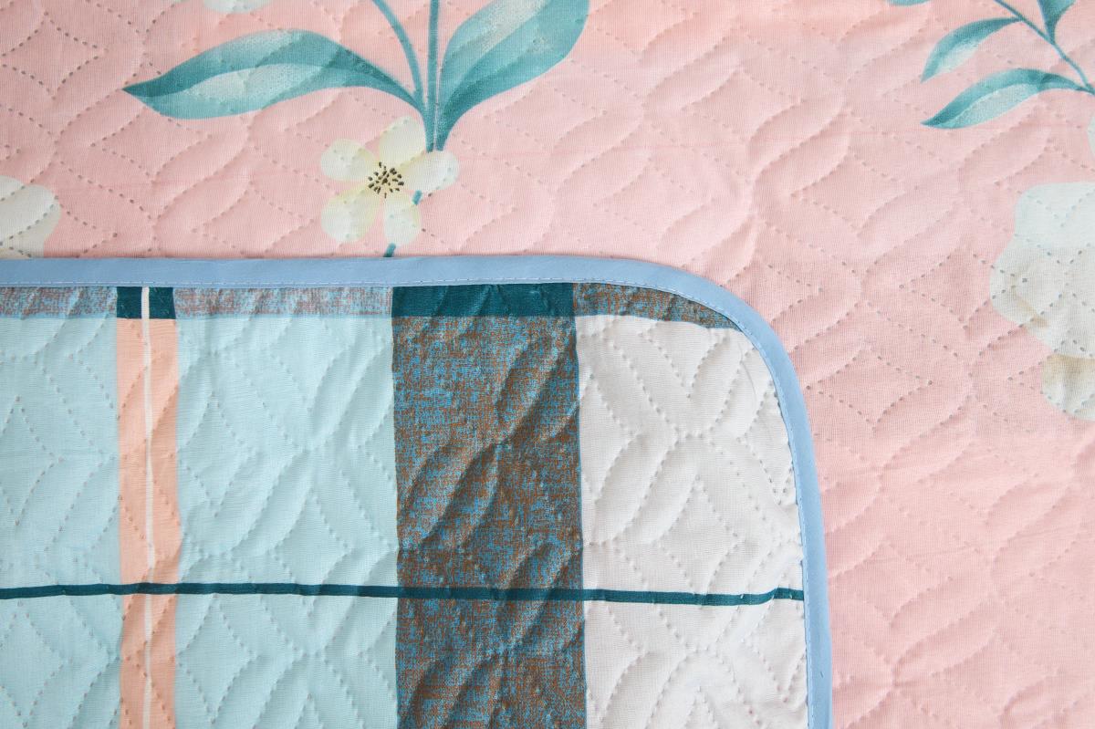 Покрывало однотонное п/э Комфорт Клетка розовая - 2