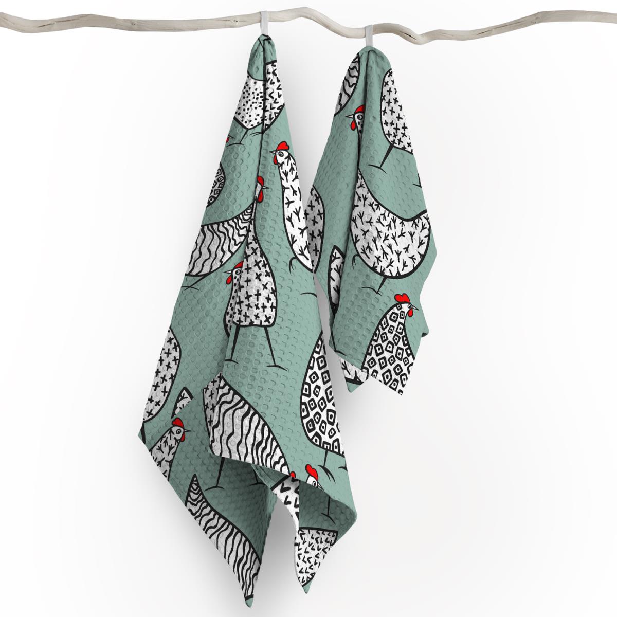 Полотно вафельное 50 см наб рис.62194-1 Поляна курочек - 3