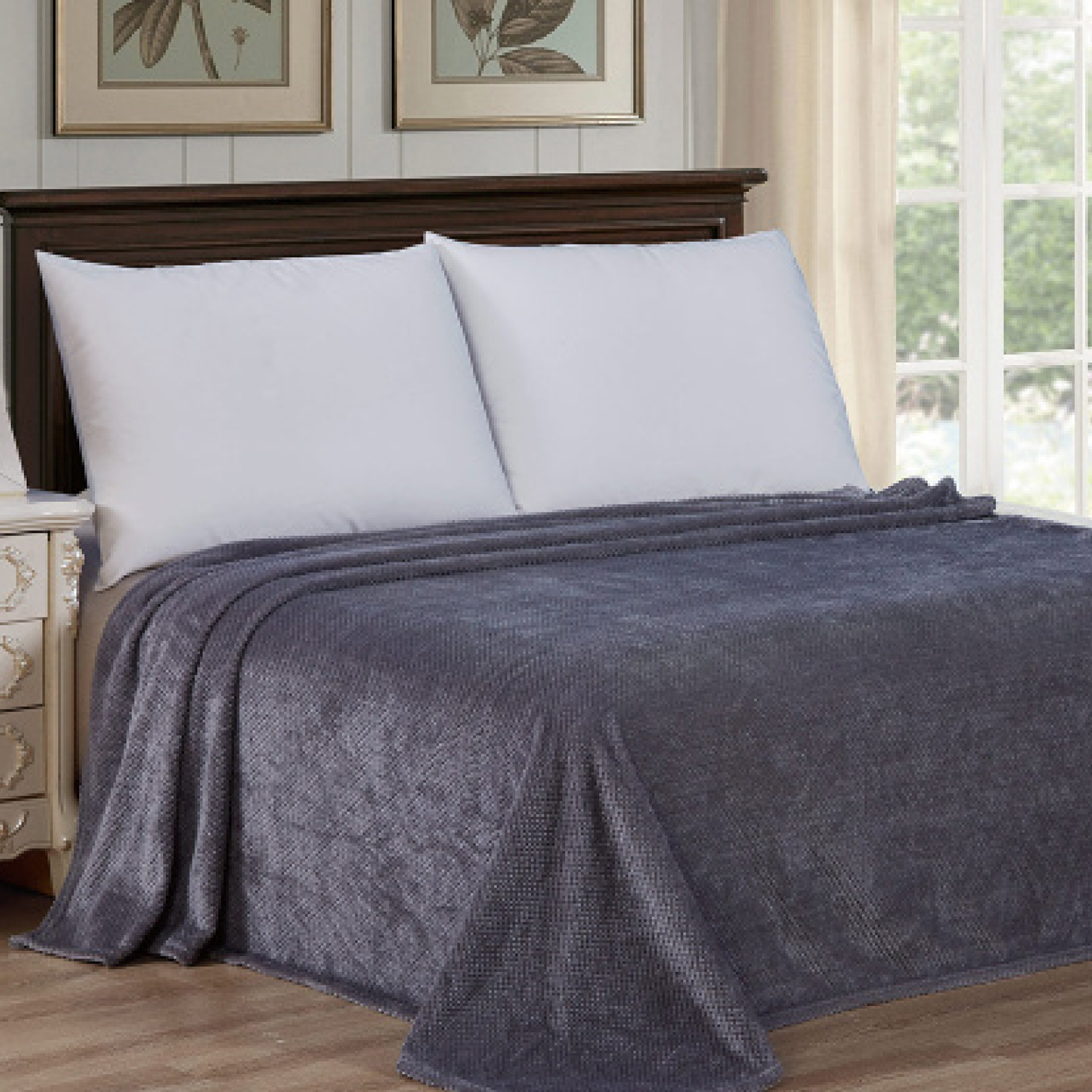 Плед велсофт Все ДОМА/Vse DOMA пиноли, цвет графит, ролик - 0