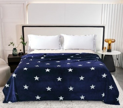 Плед велсофт Vse DOMA Звезды, цвет синий, гладье, чемодан