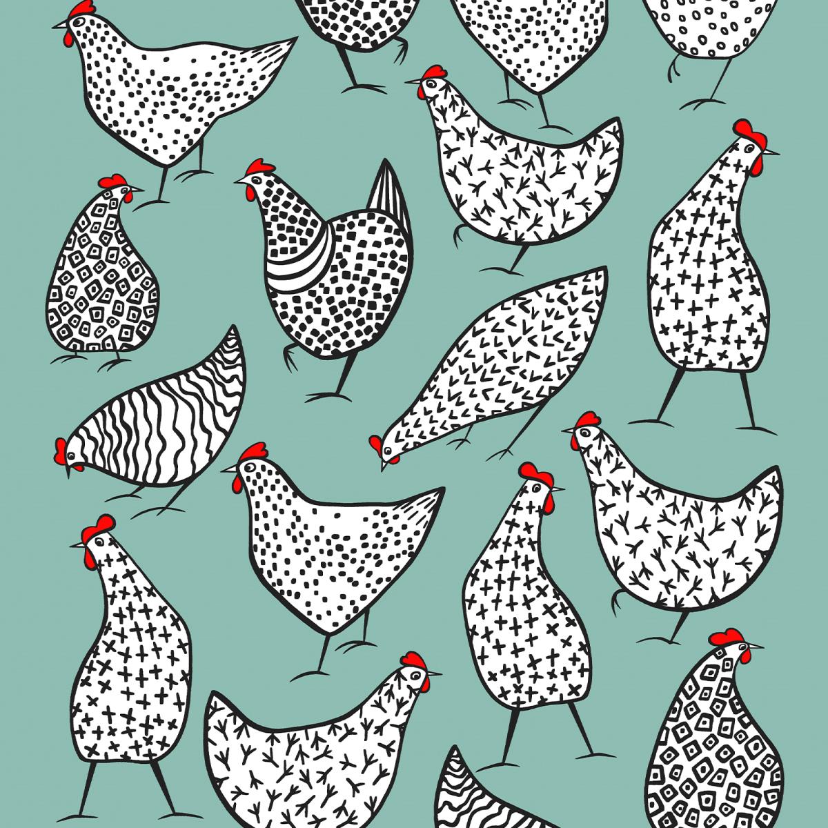 Полотно вафельное 50 см наб рис.62194-1 Поляна курочек - 2