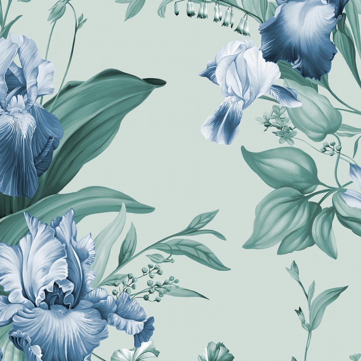 Бязь Премиум 220 см наб рис.50398-2 Ирис мятный - 1