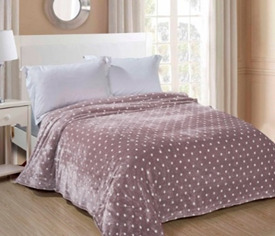 Плед велсофт Vse DOMA Горох, цвет какао, гладье, ролик