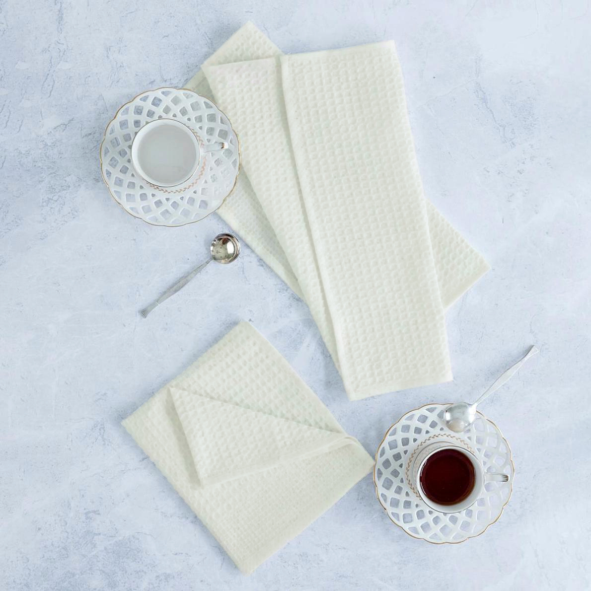 Комплект вафельных полотенец WENGE сливочный - 0