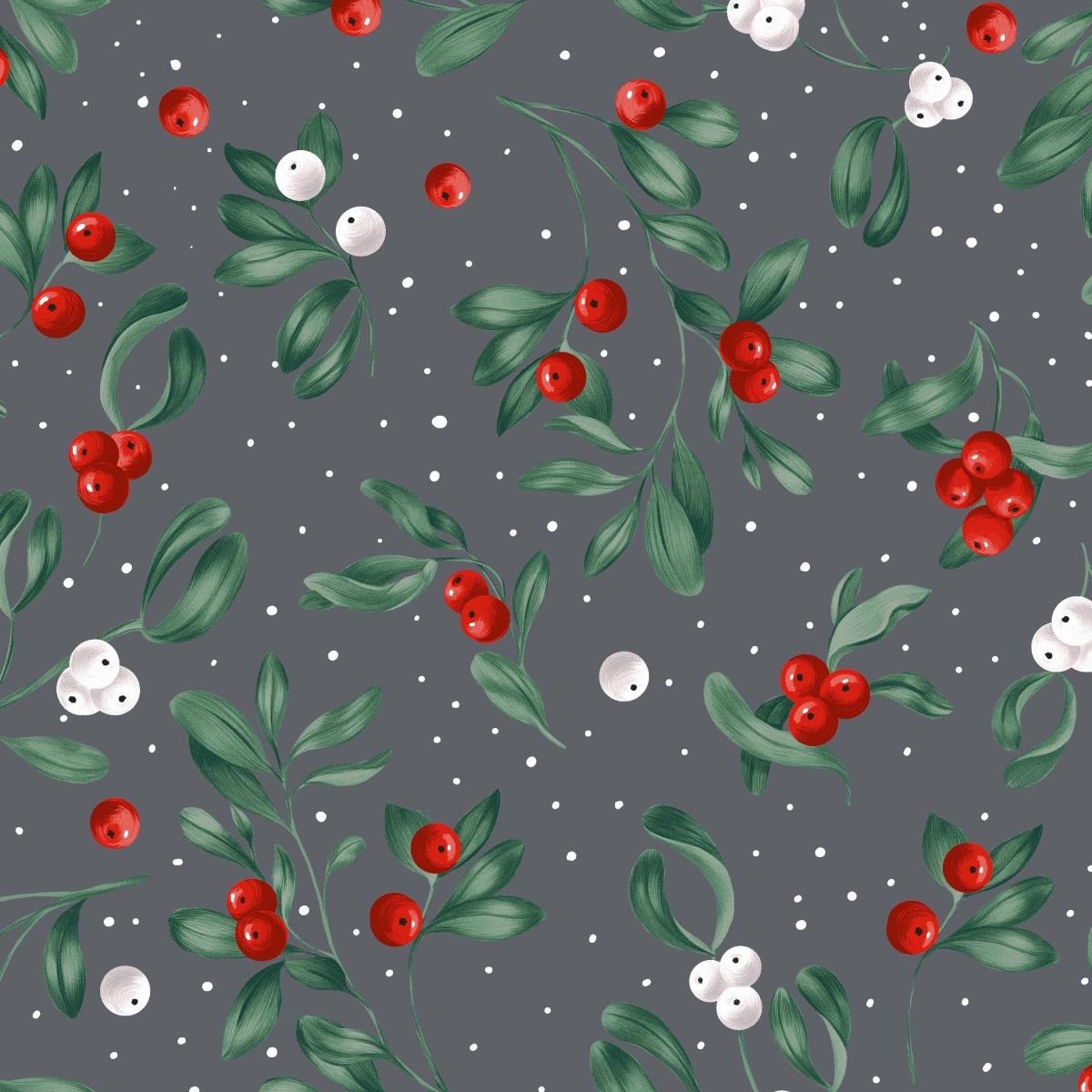 Перкаль 220 см наб рис.50392-2 Омела графит (комп 989690) - 1