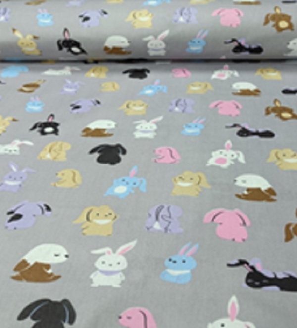 Бязь наб 150 см рис.2315 Зайки цветные - 0