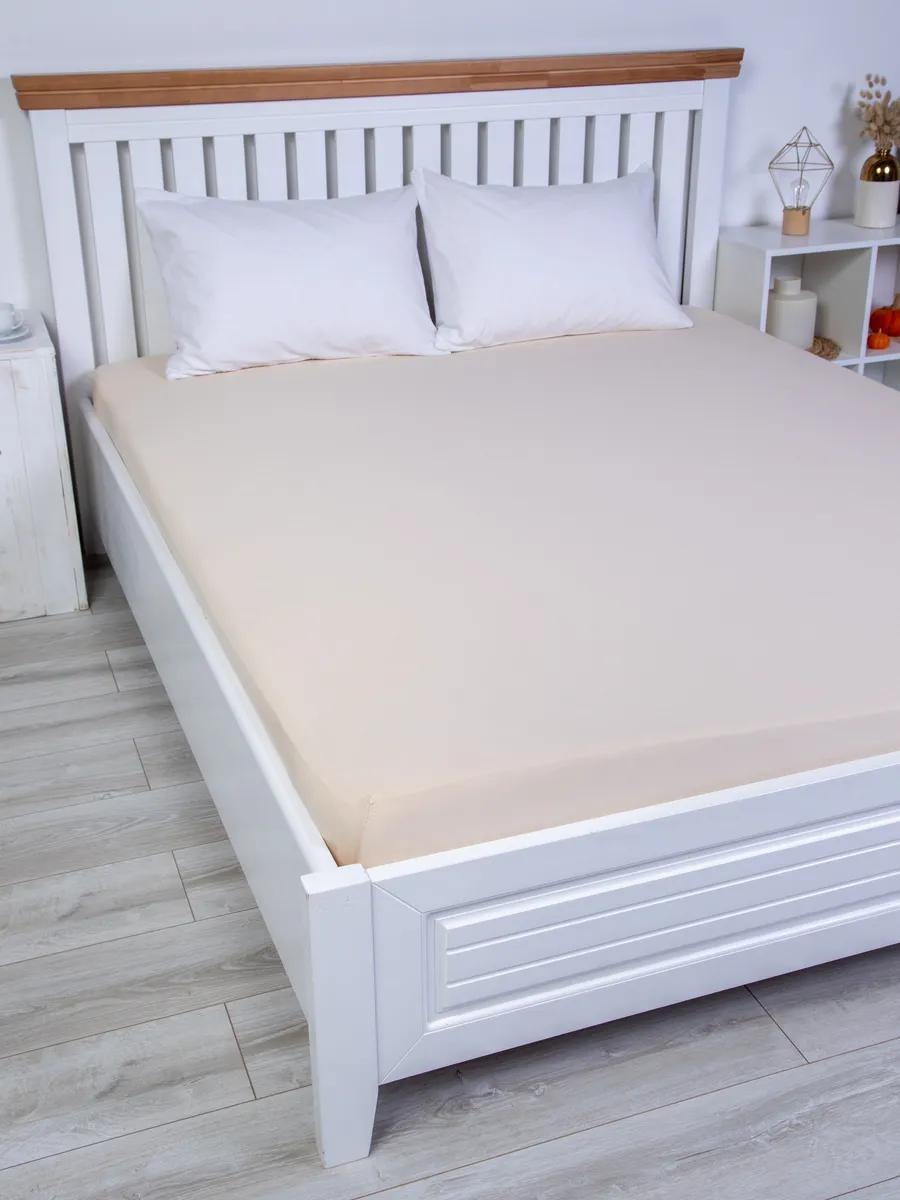 Простыня на резинке трикотаж бежевый МЦН - 0