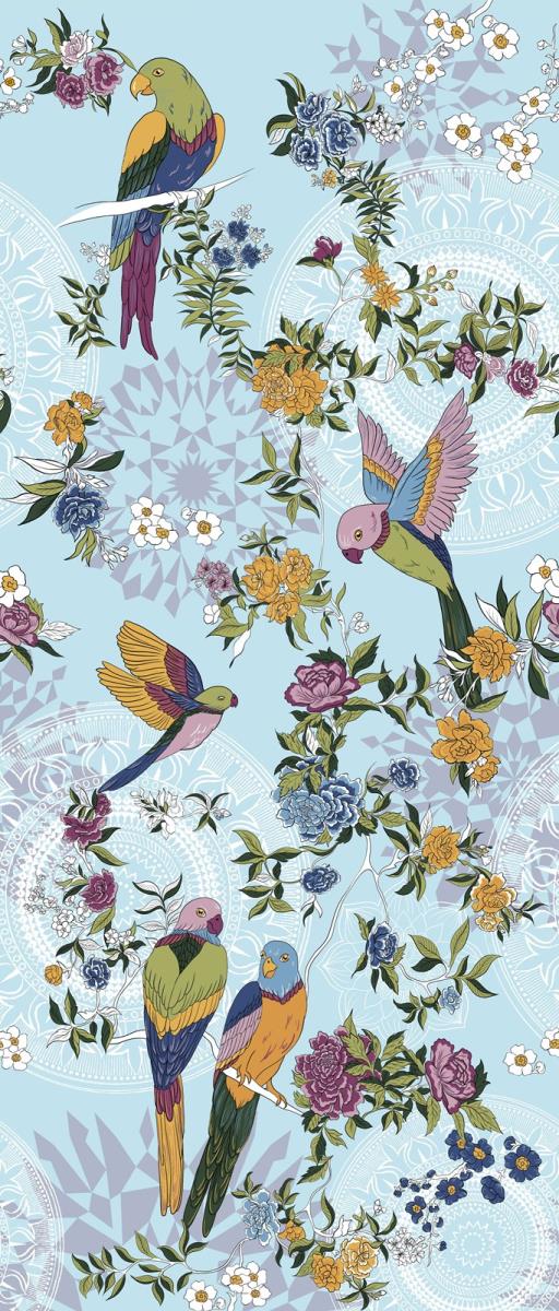 Полотно вафельное 150 см наб рис.29035-2 Попугайчики - 0