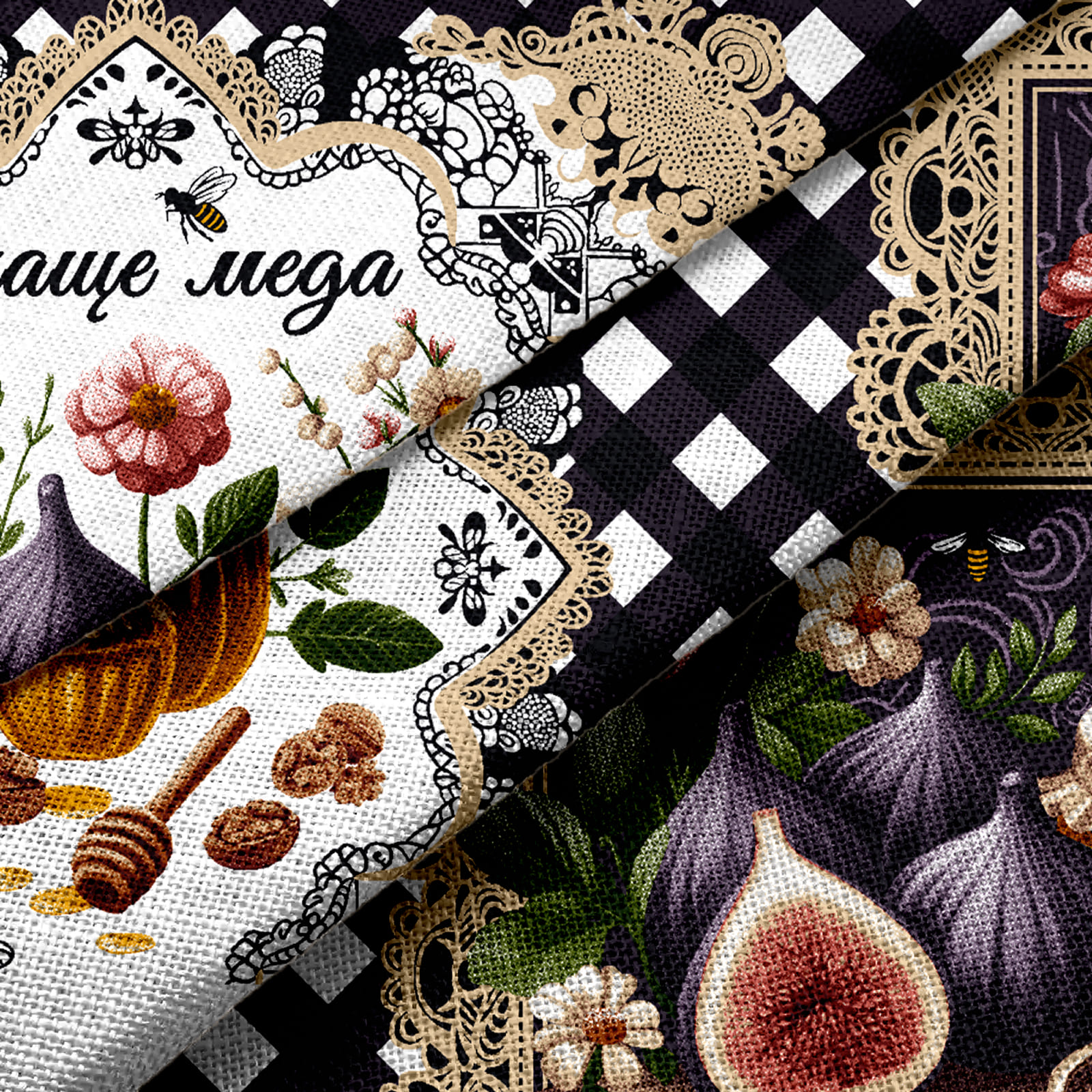 Рогожка 150 см наб рис.29457-1 Слаще меда - 2