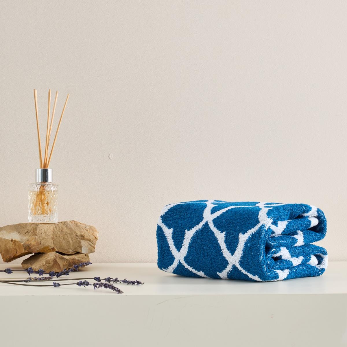 Полотенце махровое Fine Line Орнамент , синий, пестроткань - 2