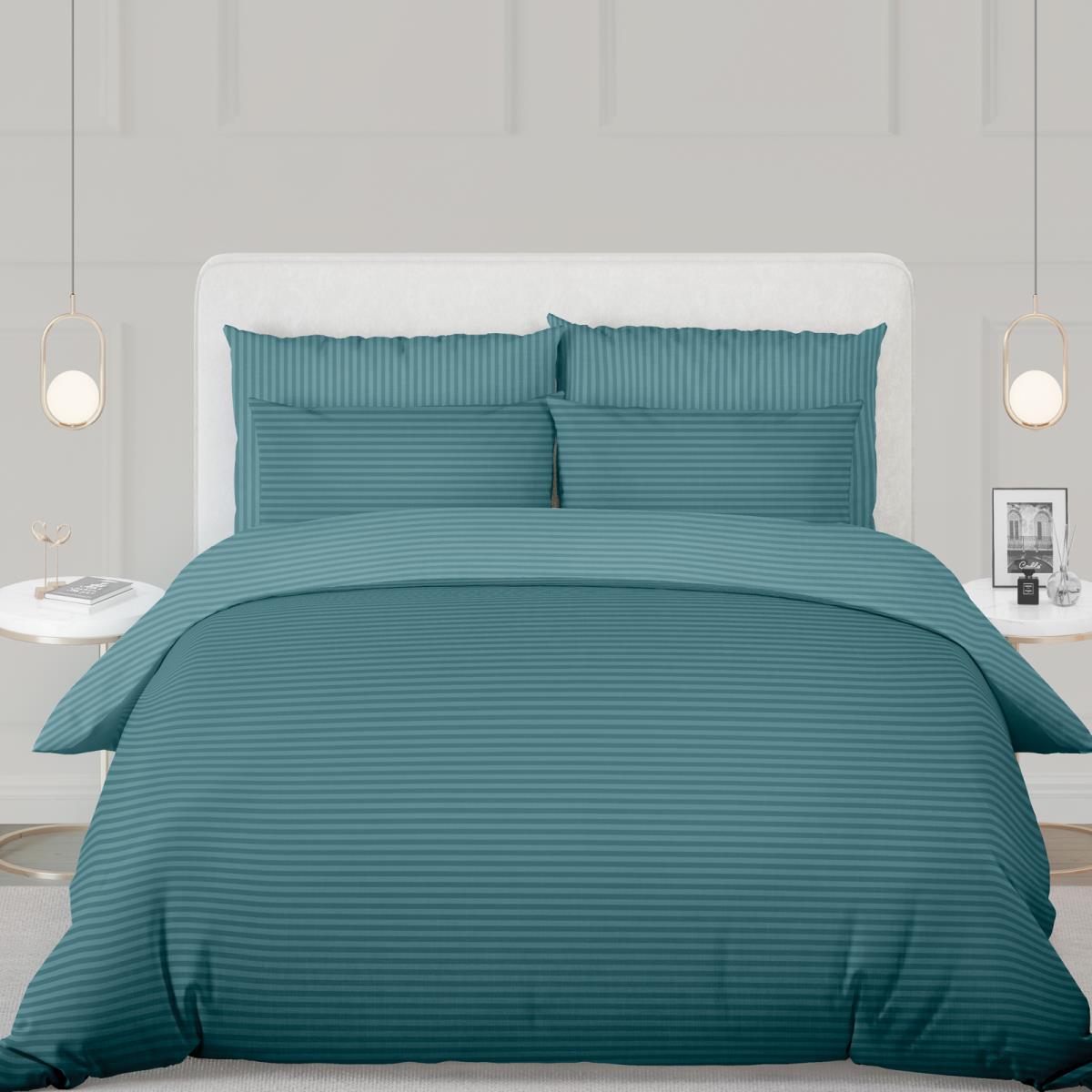 КПБ страйп-сатин Fine Line рис.Лазурь (лоток) - 0