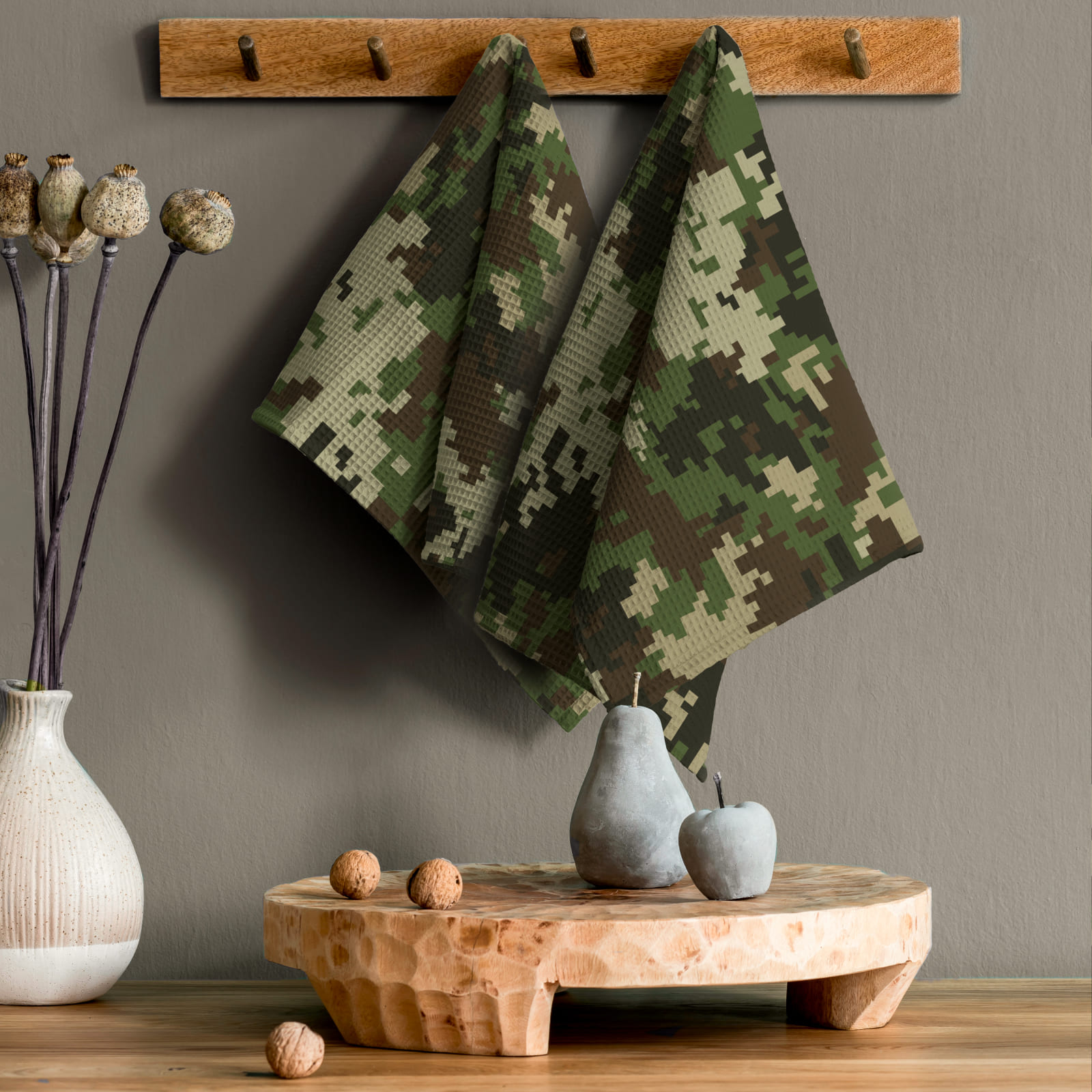 Полотно вафельное 150 см наб рис.29482-1 Милитари - 1