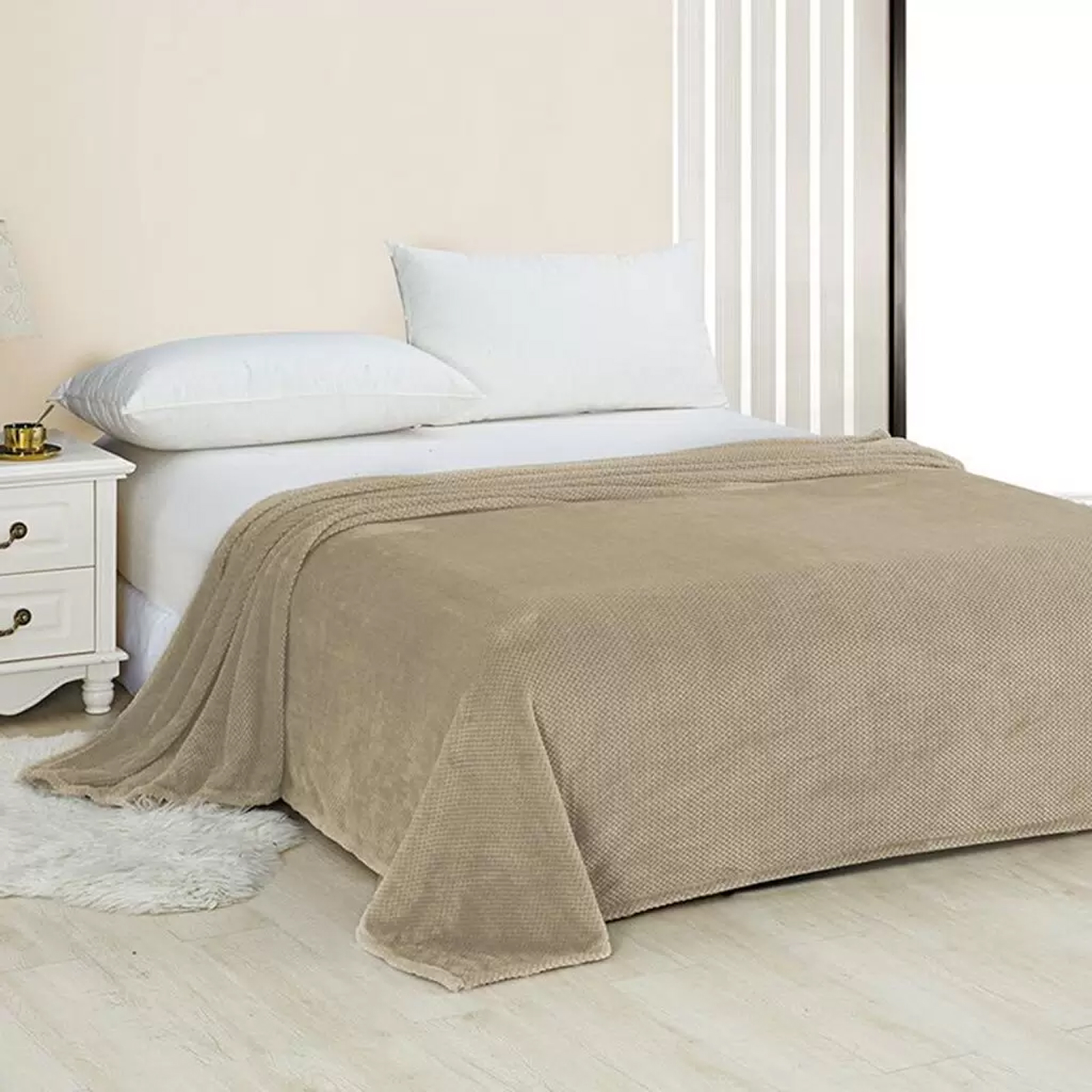 Плед велсофт Vse DOMA пиноли, цвет какао, ролик - 0