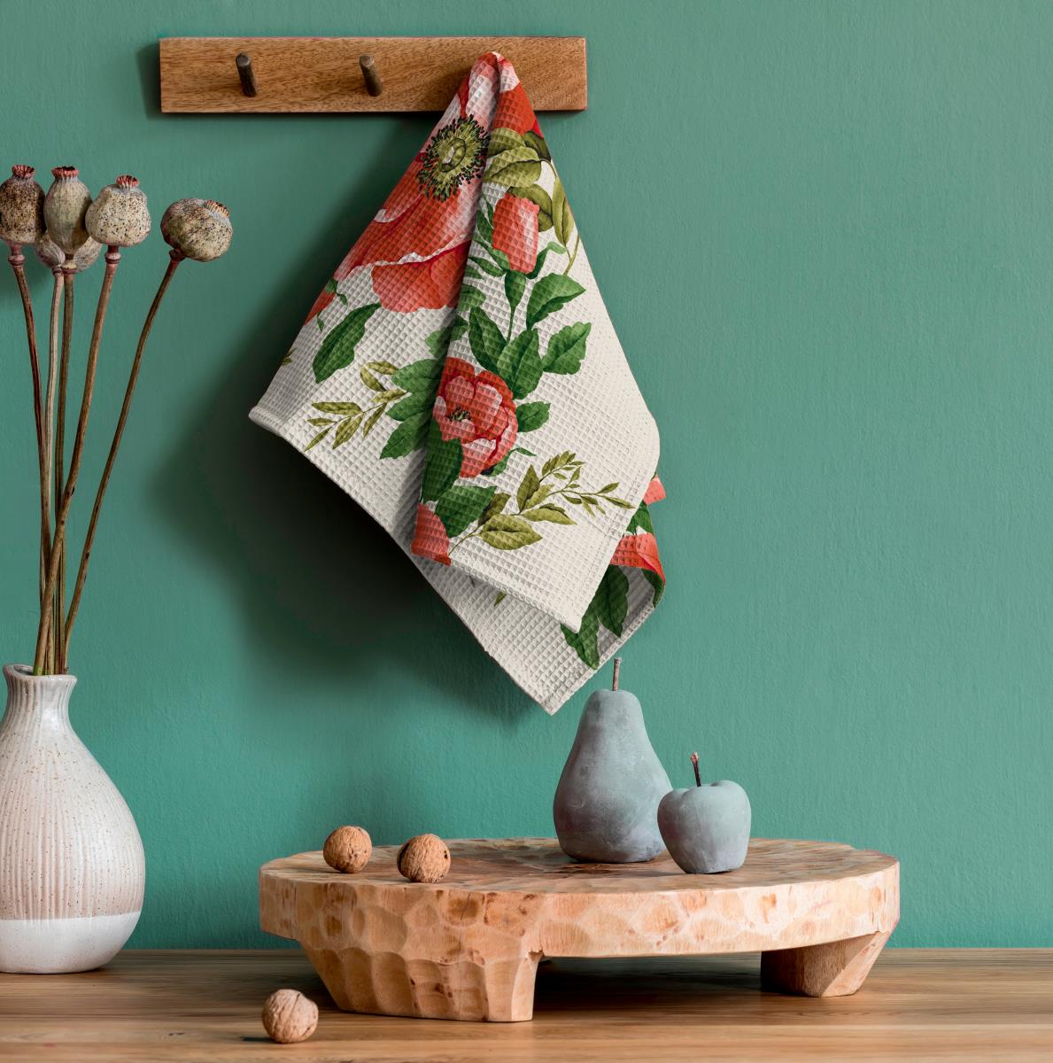 Полотно вафельное 50 см наб рис.29322-1 Королевский пион - 1