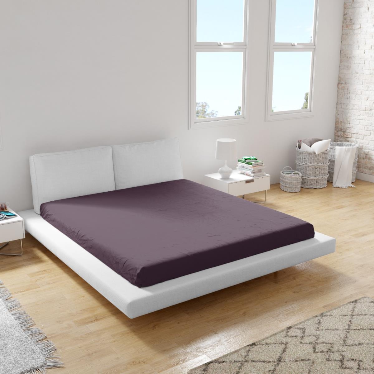 Простыня трикотажная на резинке Fine Line баклажан - 2