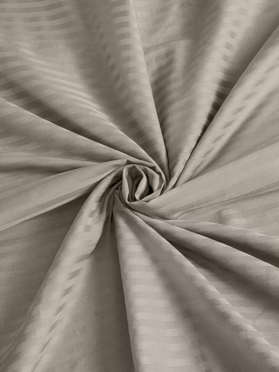 КПБ страйп-полисатин (2 наволочки 50*70) серо-бежевый - 1