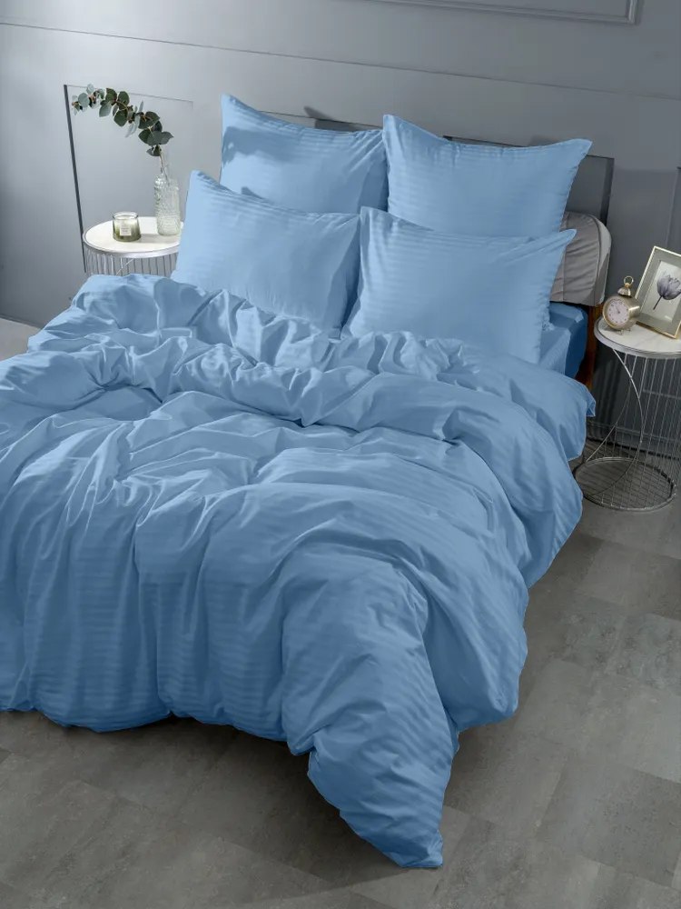 КПБ Страйп-сатин LUNARE голубой - 0