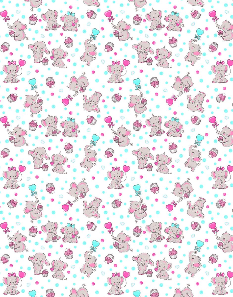 Фланель 90 см наб б/з рис.5568-1 Слоники - 0