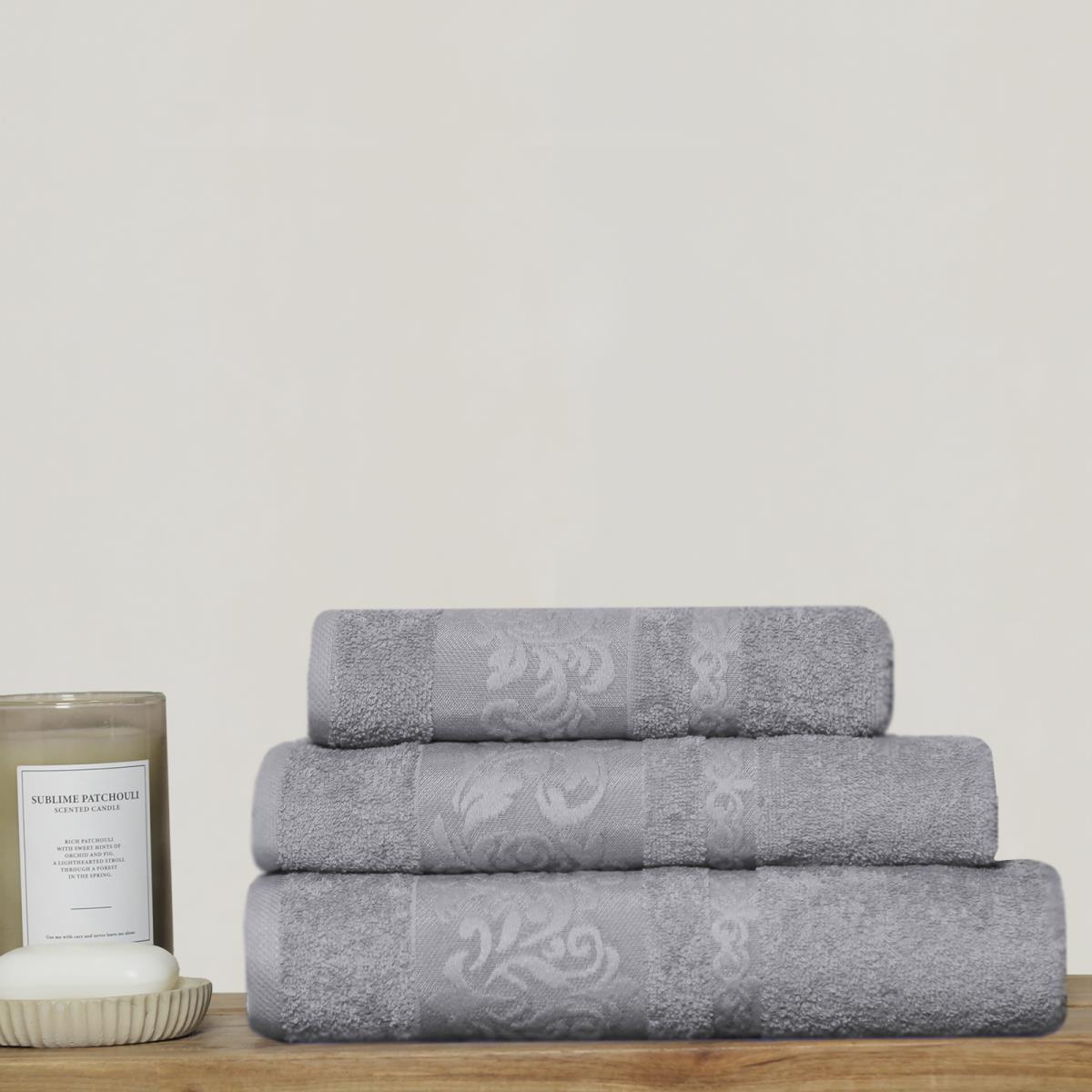 Полотенце махровое Fine Line бордюр Манок светло-серый - 0