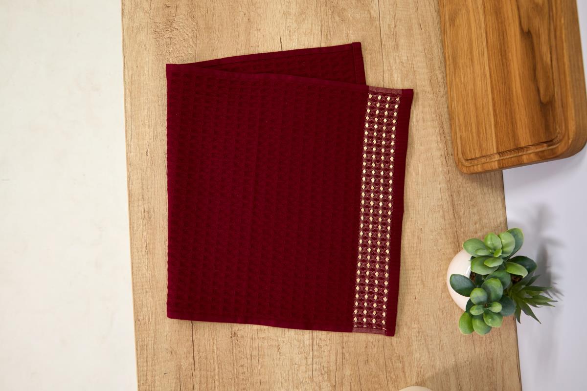 Полотенце вафельное Gala звезды бордовый - 0