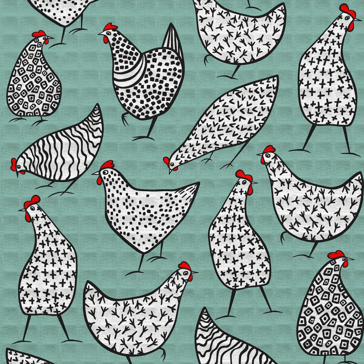 Полотно вафельное 50 см наб рис.62194-1 Поляна курочек - 0