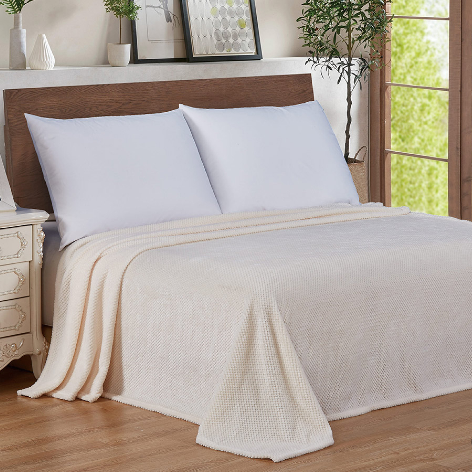 Плед велсофт Все ДОМА/Vse DOMA пиноли, цвет молочный, ролик - 0