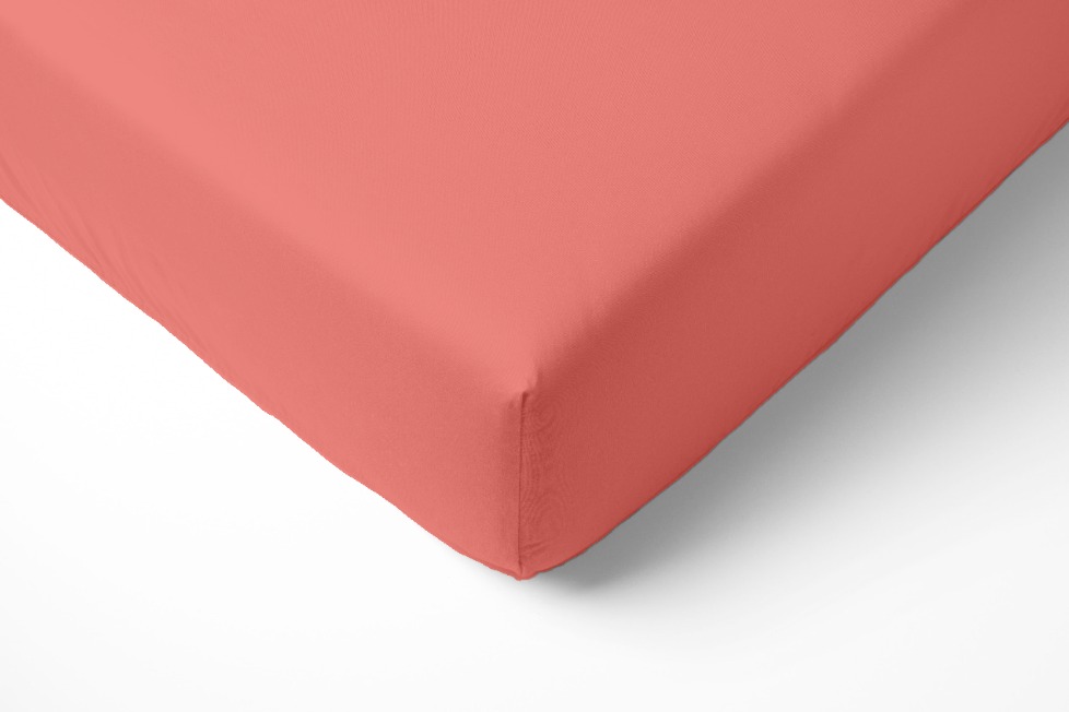 Простыня трикотажная на резинке Fine Line коралл - 0