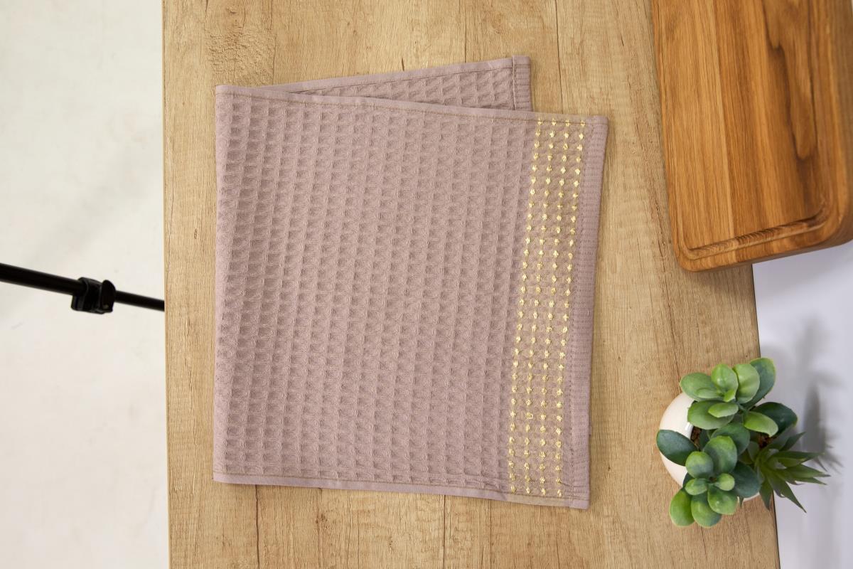 Полотенце вафельное Gala звезды серый песок - 0