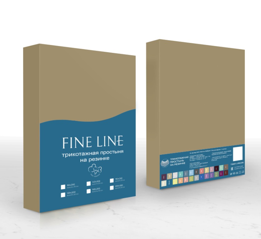 Простыня трикотажная на резинке Fine Line бежевый - 3