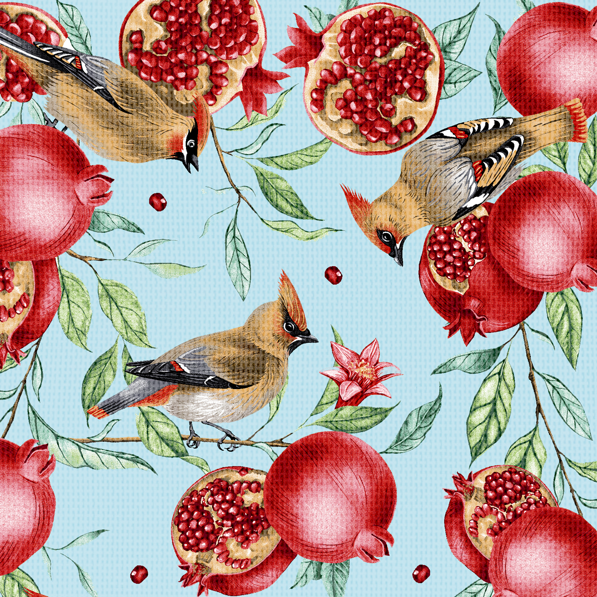 Скатерть рогожка Fine Line рис.62019-2 Гранаты на синем - 2