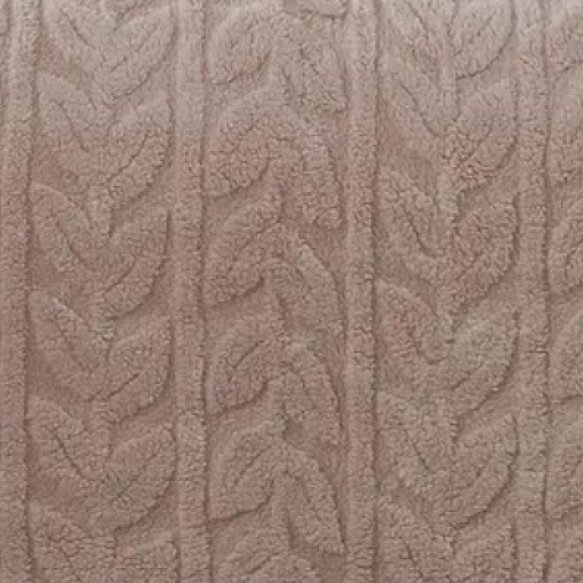 Плед велсофт Vse DOMA шерпа, листья, бежевый - 0