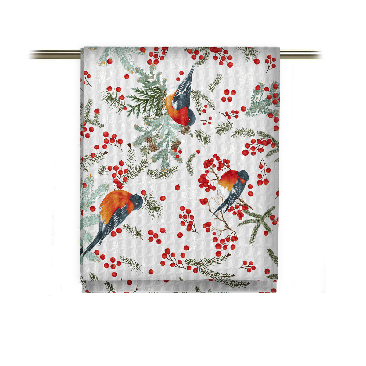 Комплект вафельных полотенец Fine Line рис.62020-1 Снегири - 0