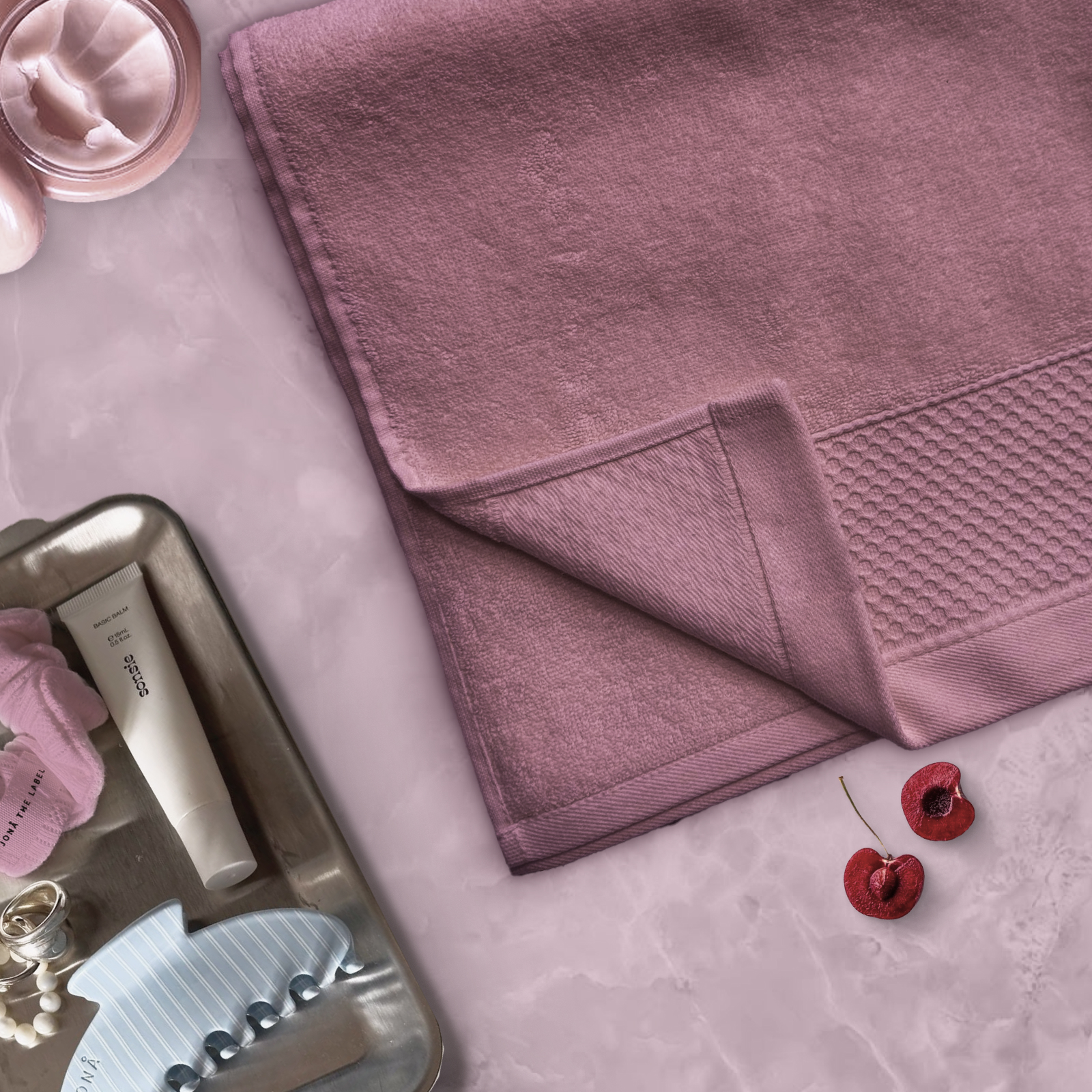 Полотенце махровое Fine Line, коллекция Berries, розовый щербет - 0