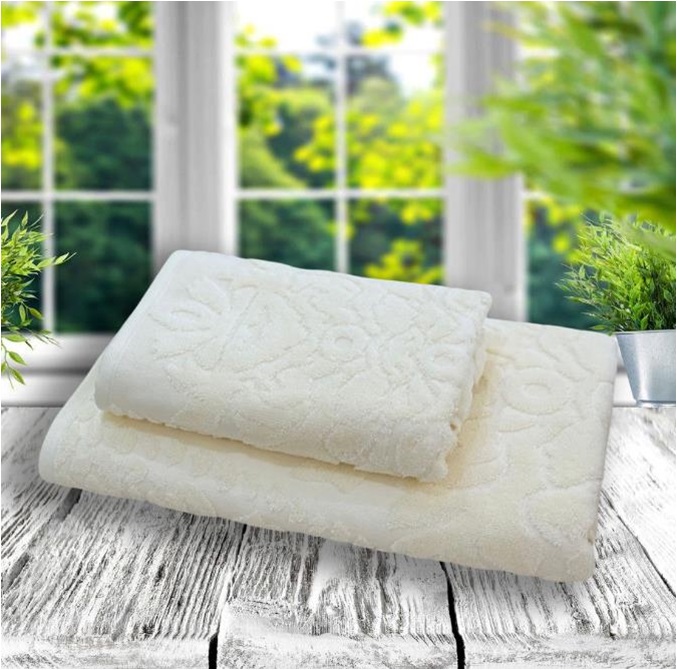 Полотенце махровое DAMASK 100% хлопок, кремовый - 0