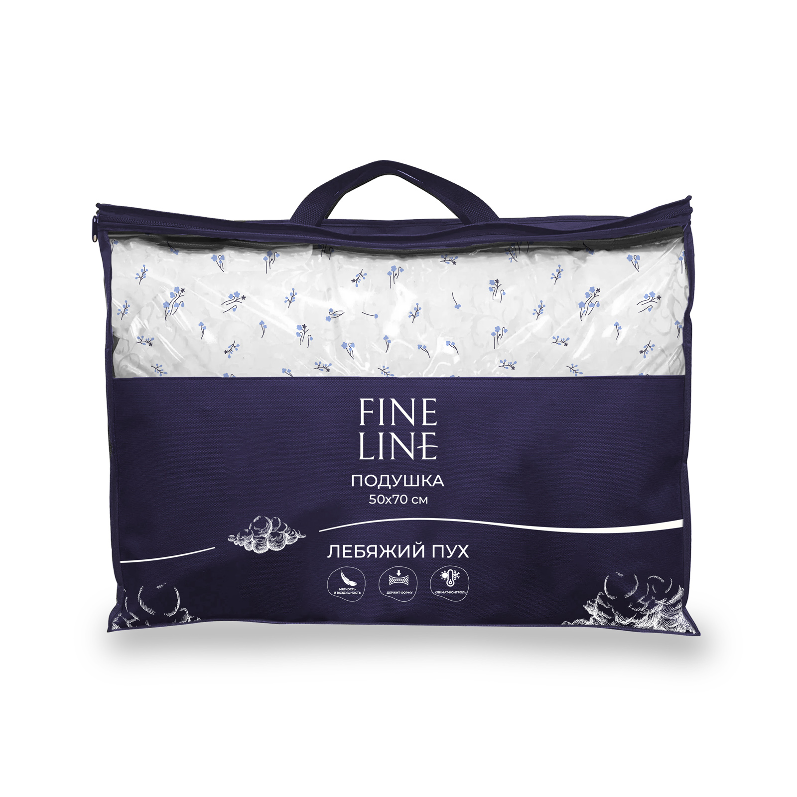 Подушка Fine Line с кантом, коллекция Прованс, дизайн Сальвия, лебяжий пух, перкаль - 0