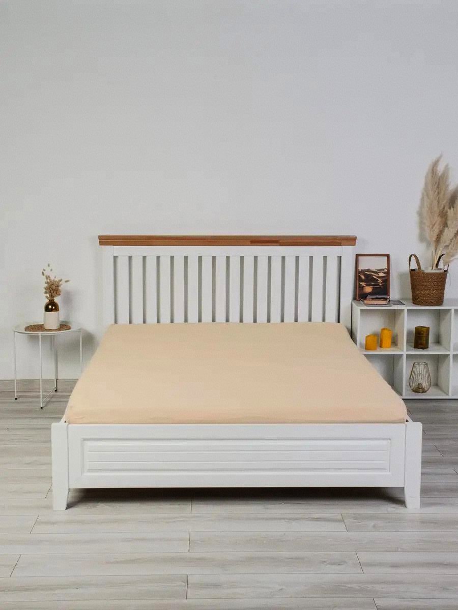 Простыня на резинке трикотаж 100% хл. бежевый МЦН - 0