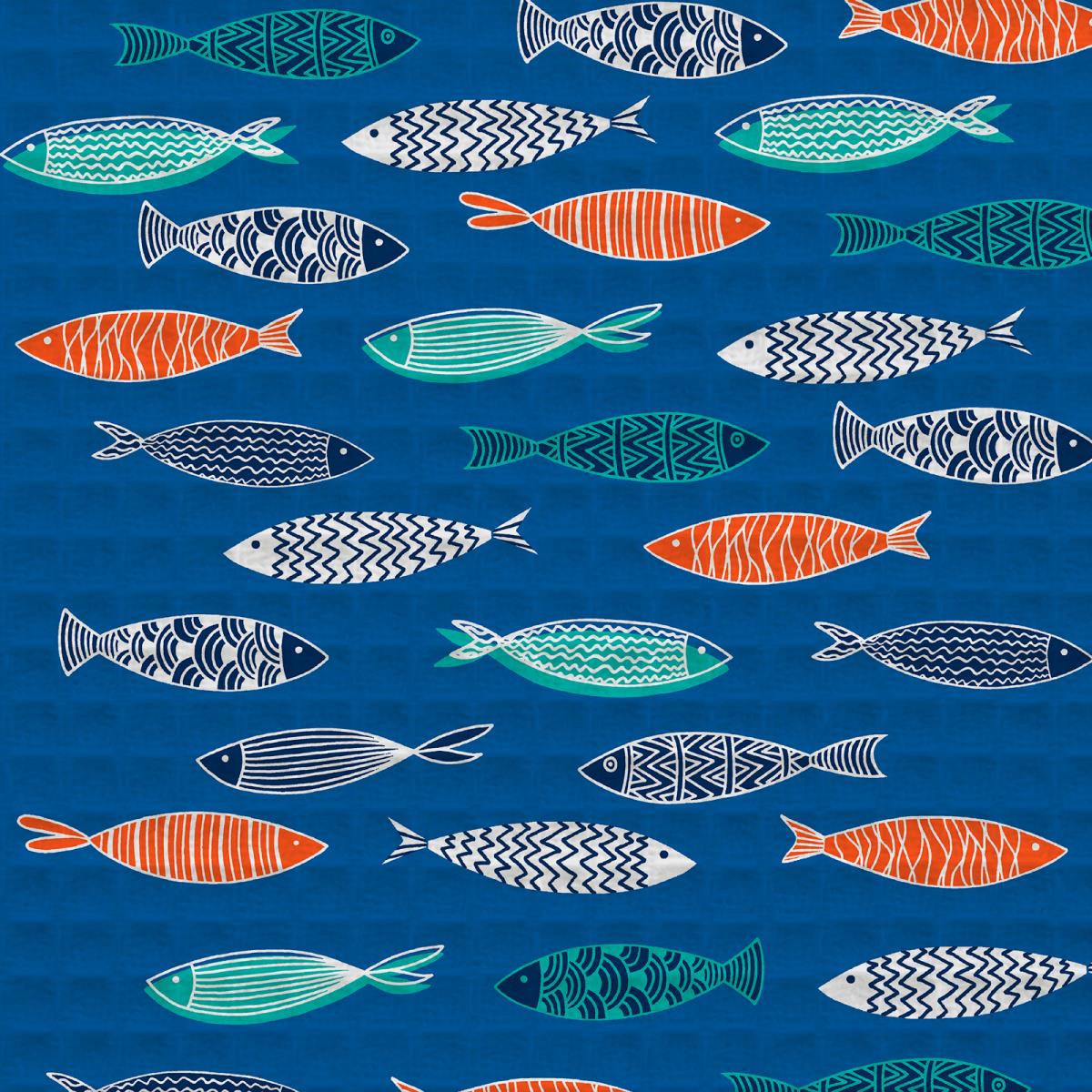 Полотно вафельное 50 см наб рис.62167-1 Рыбки - 0