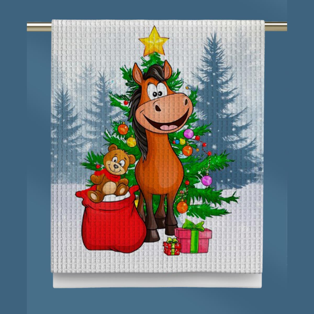 Полотенце вафельное Vse DOMA рис.60328-1 Елка - 0